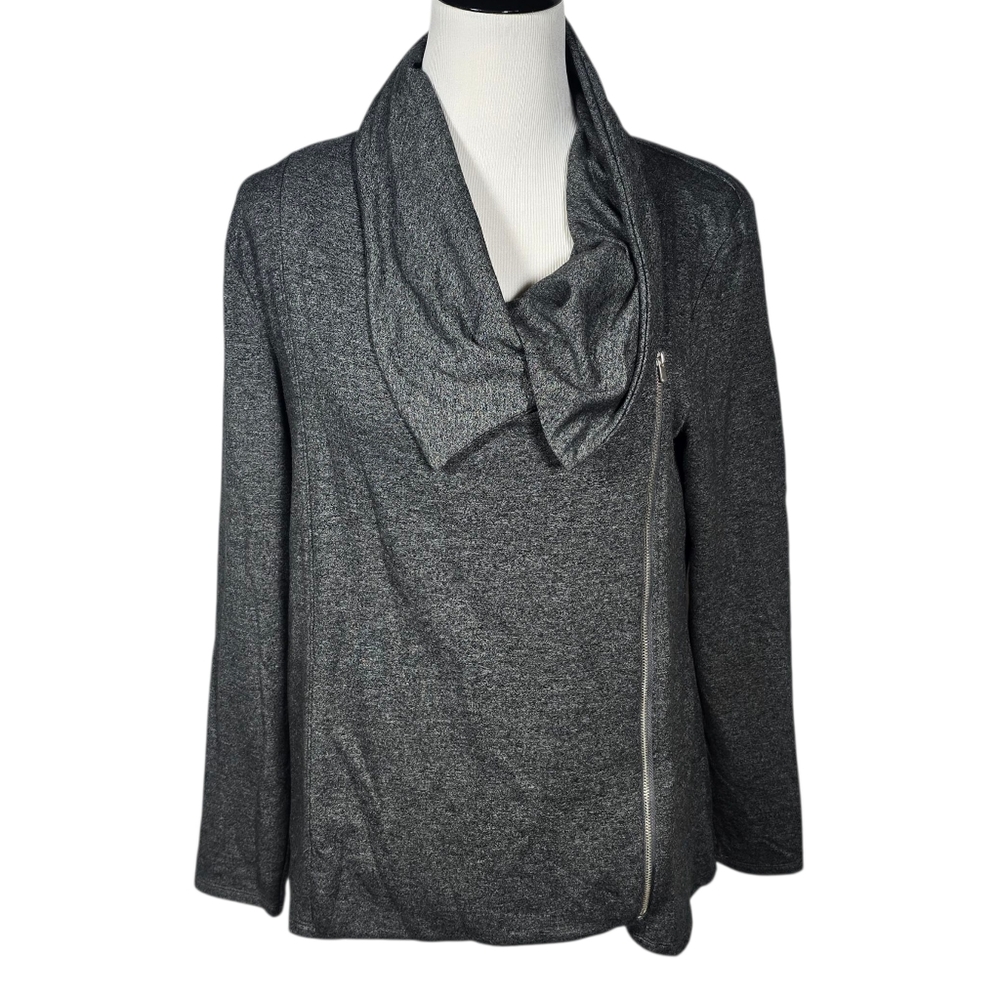 Apt. 9 Large Charcoal Gray Cowl Neck Zip Moto Jacket
